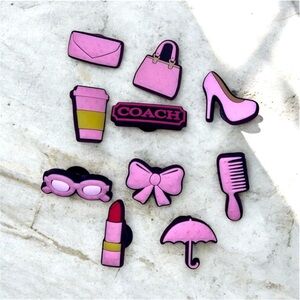 👠🆕 👠 Pink and Black Fashion Croc Shoe Charms Set